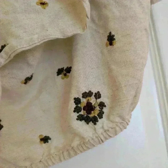 Zara  embroidered floral sunflower cotton crop top - Picture 4 of 8